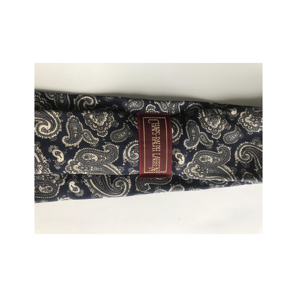Chaps Ralph Lauren Tie Navy Silver Paisley Print - Picture 5 of 6